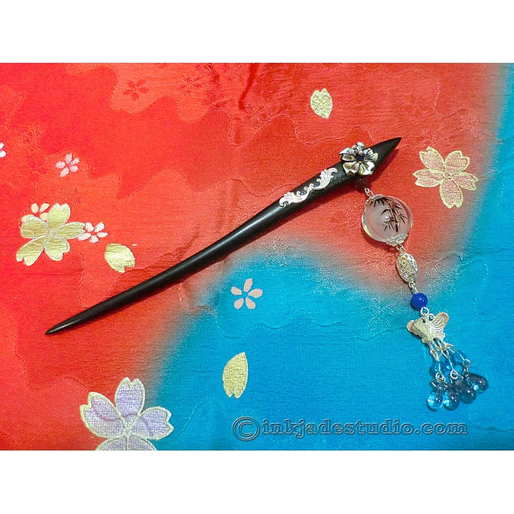 Handpainted Inner-painting Bamboo Glass Bead Chinese Hair Stick