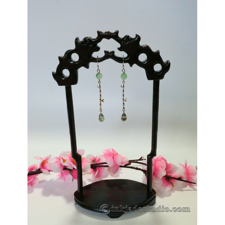 Green Jade Bamboo Earrings