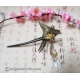 Golden Filigree Flower Wooden Chinese Hair Stick with Rose Quartz