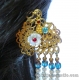 Chinese Peacock Hair-stick with Carved Shell Flower, Czech Glass Beaded Tassel