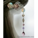 Silver Filigree Hair Stick with Iridescent Glass Heart, Swans and Opal