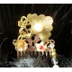 Small Golden Chinese Comb with Gingko Leaf and Freshwater Pearl