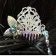 Small Silver Chinese Comb With Carved Abalone Shell and Freshwater Pearls