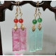 Handmade Glass Lotus Plaques Chinese Earrings