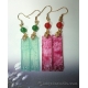 Handmade Glass Lotus Plaques Chinese Earrings
