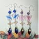Butterfly and Silver Chinese Knot Glass Color Gradient Teardrop Earrings
