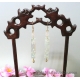Cherry Blossom Carved Shell Mother of Pearl Plaque Chinese Earrings with Rose Qu