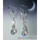 Glass Butterfly and Cute Carved Mother of Pearl Shell Star Silver Earrings