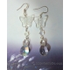 Glass Butterfly and Cute Carved Mother of Pearl Shell Star Silver Earrings