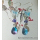 Blue Butterfly and Bicolor Czech Glass Silver Earrings