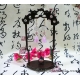 Carved Chinese Lucky Flower Knot Shell Earrings with Pink Tassels
