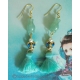Green Aventurine Chinese Vase Earrings with Cloisonne Butterflies