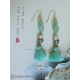Green Aventurine Chinese Vase Earrings with Cloisonne Butterflies
