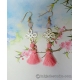 Carved Chinese Knot Shell Earrings with Lotus Beads and Tassels