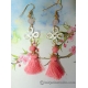 Carved Chinese Knot Shell Earrings with Lotus Beads and Tassels