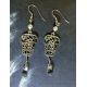 Chinese Silver Filigree Carved Fan Earrings