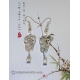 Chinese Silver Filigree Carved Fan Earrings
