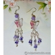 Purple Quartzite and Glass Morning Glories Silver Chandelier Earrings