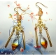 Golden Gradient Glass Filigree Dangle Earrings