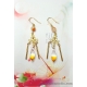 Golden Gradient Glass Filigree Dangle Earrings