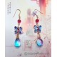 Chinese Cloisonne Butterfly Earrings with Czech Bicolor Glass Drops