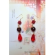 Handwoven Red Coral Balls and Amber Earrings