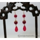 Handwoven Red Coral Balls and Amber Earrings