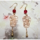 Gold Flower Filigree Chinese Fan Earrings