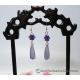 Blue Agate Chinese Magnolia Bud Earrings With Handwoven Amethyst Balls
