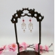 Red Agate and Pearl Chinese Silver Chandelier Earrings