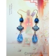 Handmade Silver Foil Glass Bead Earrings with Gold-Plated Cloisonne Chinese Endl