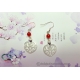 Carved Shell Filigree Hearts Earrings with Red Agate