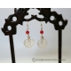 Carved Shell Filigree Hearts Earrings with Red Agate