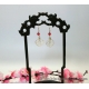 Carved Shell Filigree Hearts Earrings with Red Agate