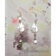 Cute White Carved Shell Bunny Earrings with Stars