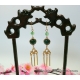 Green Jade and Agate Golden Chinese Chandelier Earrings