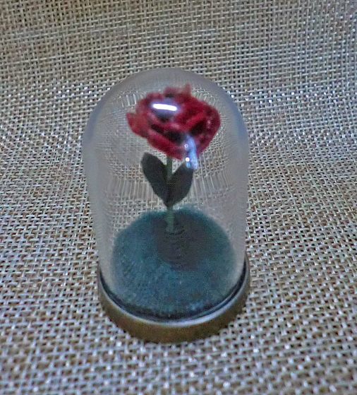 Mini Needle Felted Rose Under Glass Dome