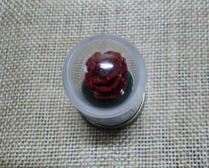 Mini Needle Felted Rose Under Glass Dome