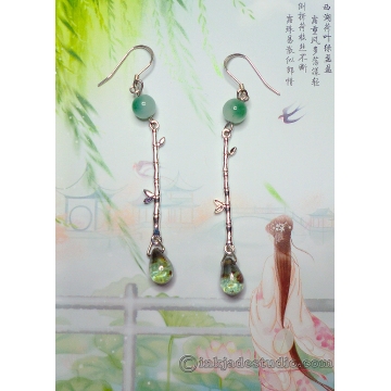 Green Jade Bamboo Earrings