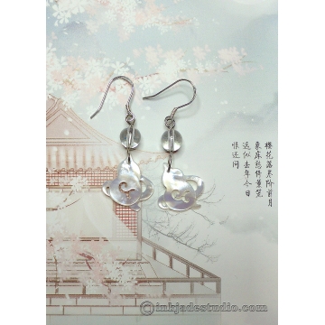 White Carved Shell Chinese Gourd Earrings