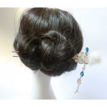 Winter Snowflake White Rabbit Chinese Hair stick Hair Pin