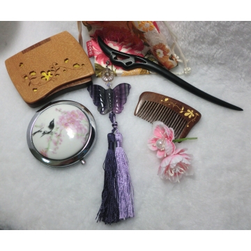 Chinese Purple Fluorite Butterfly with Tassels  Hair stick