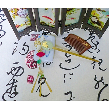 Chinese Luminous Glow in the Dark Moon with Gold Rabbit Hair stick  Hair pin