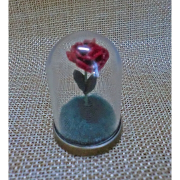Mini Needle Felted Rose Under Glass Dome